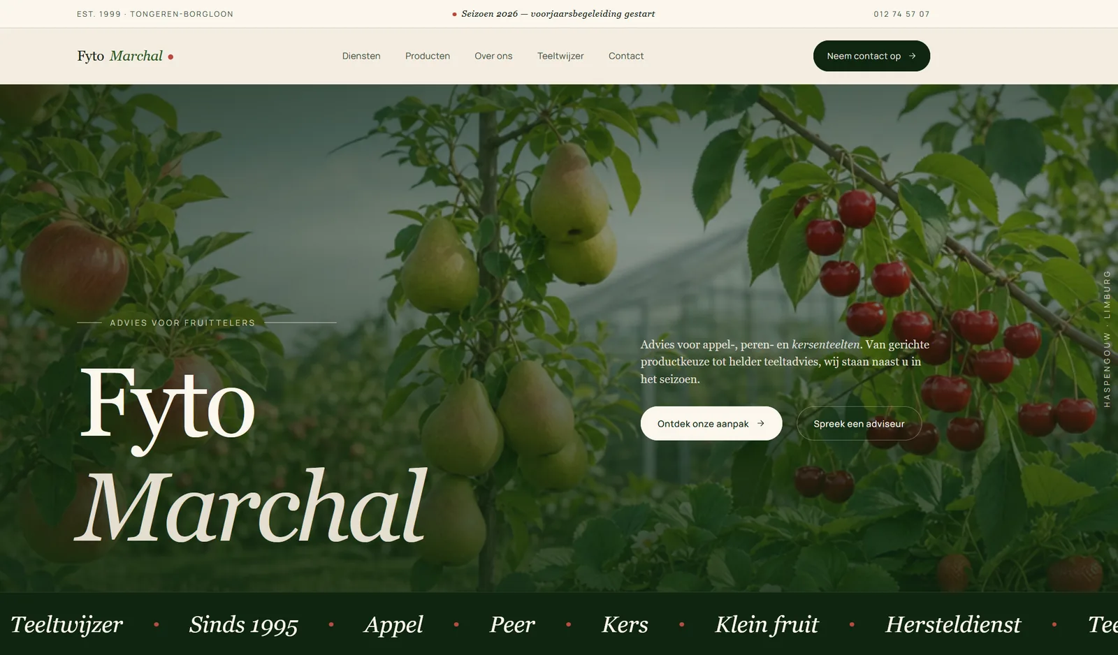 Volledige screenshot van de Fyto Marchal website
